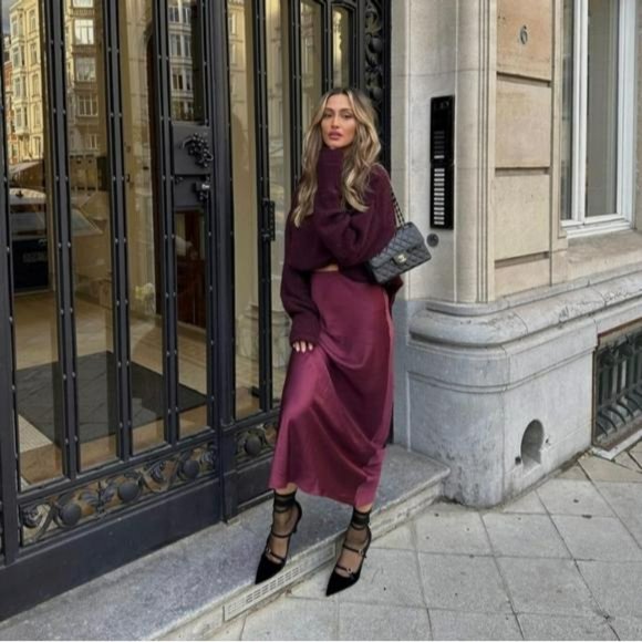 ZARA SATIN EFFECT SKIRT - Picture 7 of 16